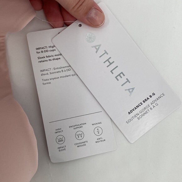 Athleta Advance Bra B-G Pink Size 42F NWT Womens Stretch Scoop Neck Sports Bra - Picture 4 of 10